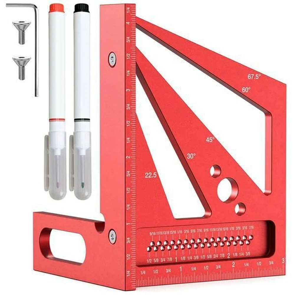 Woodworking Workshop Layout - Goniometro 3D Rosso Multi-Angolo per Marcatura