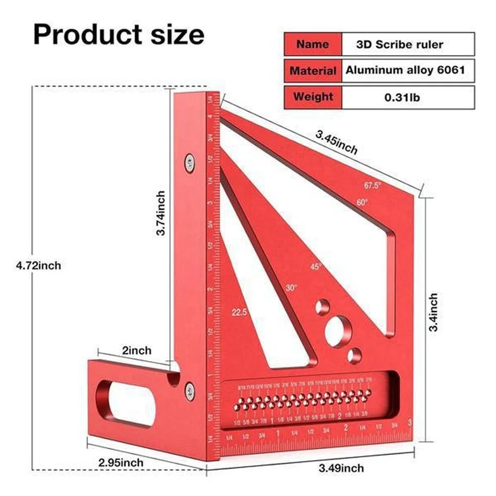 Goniometro 3D Rosso Multi-Ango - Woodworking Workshop Layout recensione e prezzo